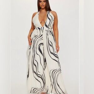 Fashion Nova Monochrome Swirl Jumpsuit